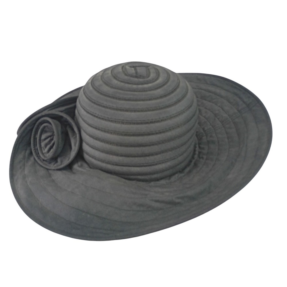 Something Special Womens OS Wide Brim Sun Hat Floral Accent Summer Beach Elegant